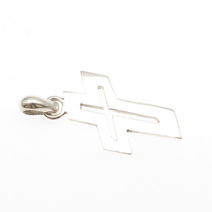 925 Sterling Silver Vintage Mexico Modernist Cross Pendant