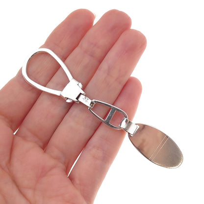 925 Sterling Silver Vintage Italy Oval Tag Key Chain Fob Holder