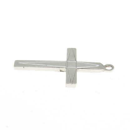 H.F. BARROWS 925 Sterling Silver Antique Art Deco Cross Striped Pendant