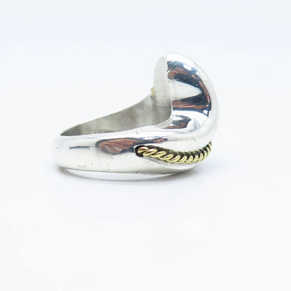 925 Sterling Silver 2-Tone Vintage Ribbed Twisted Ring Size 8.25