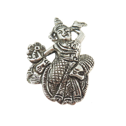 925 Sterling Silver Vintage Niello Hindu Goddess Pin Brooch