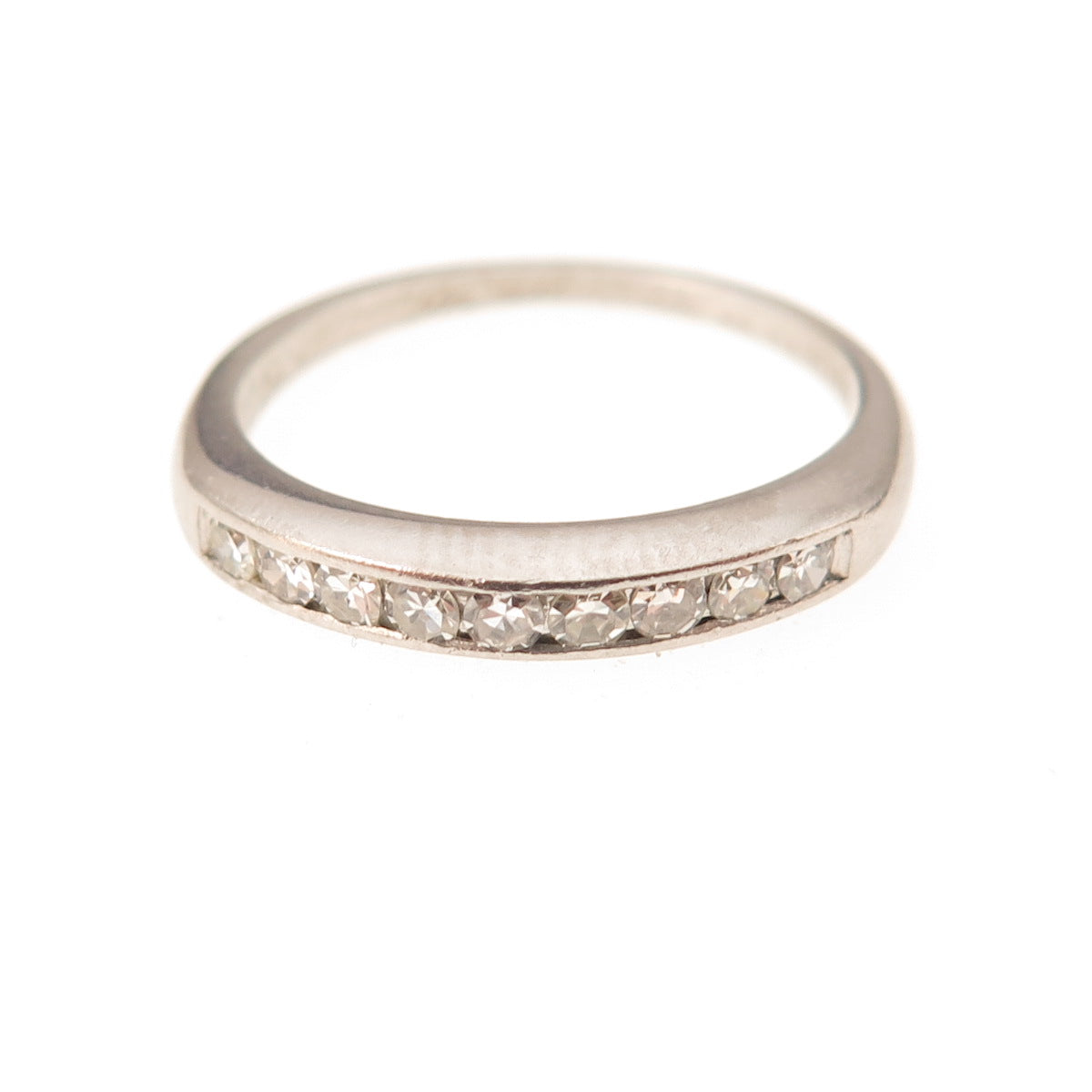 Platinum Antique Real Round-Cut Diamond Engraved Ring Size 5