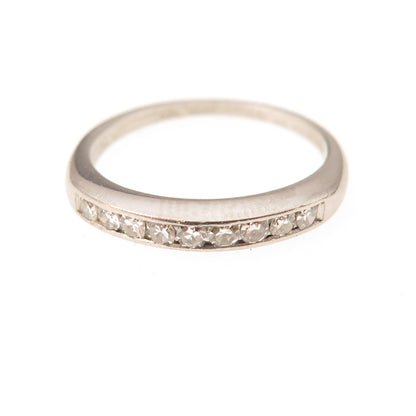 Platinum Antique Real Round-Cut Diamond Engraved Ring Size 5