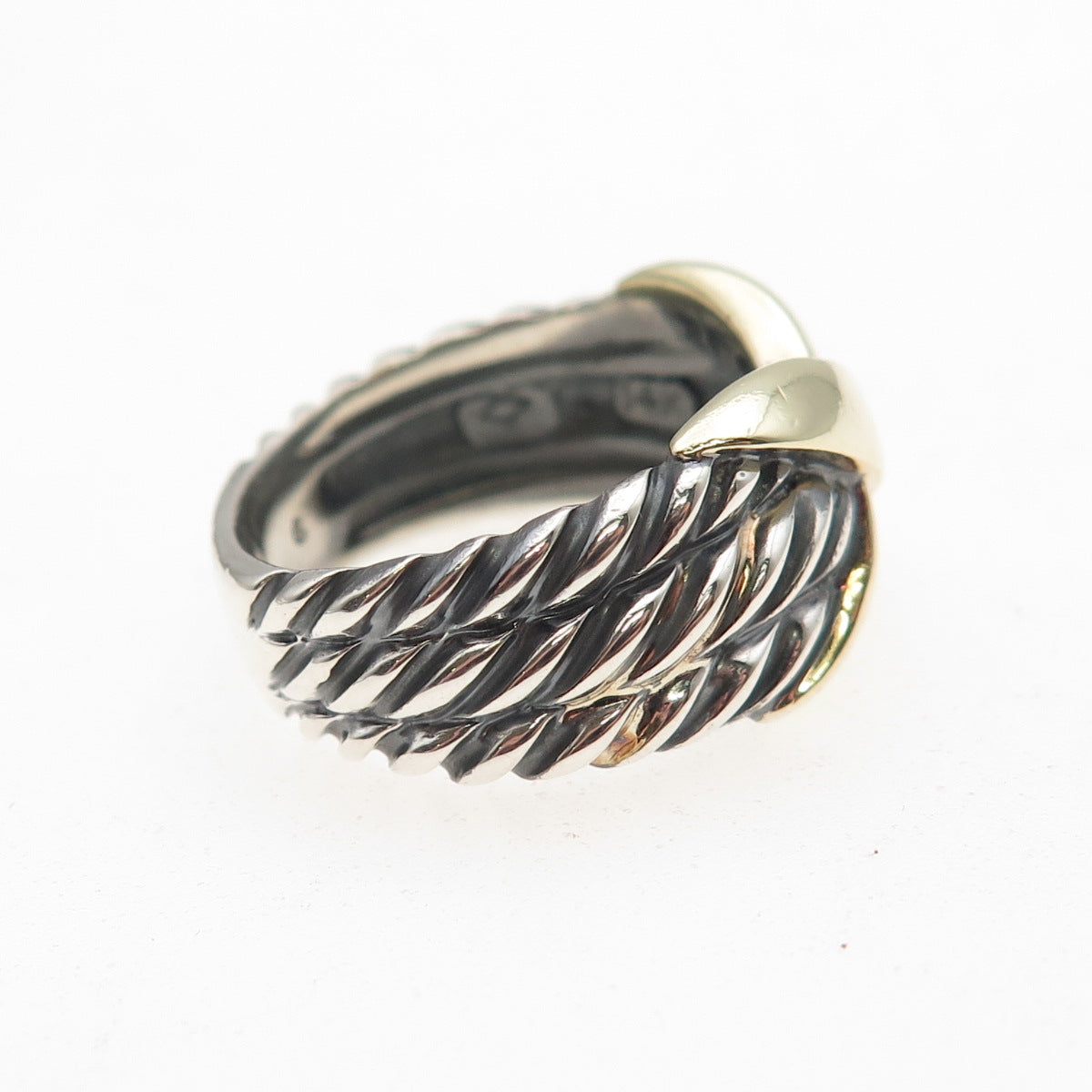 David Yurman 925 Sterling Silver 14K Gold Vintage X-Shape Ring Size 6.25