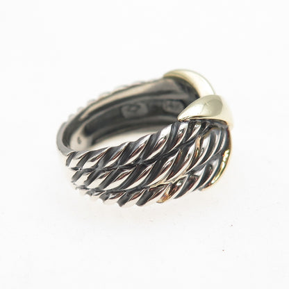 David Yurman 925 Sterling Silver 14K Gold Vintage X-Shape Ring Size 6.25