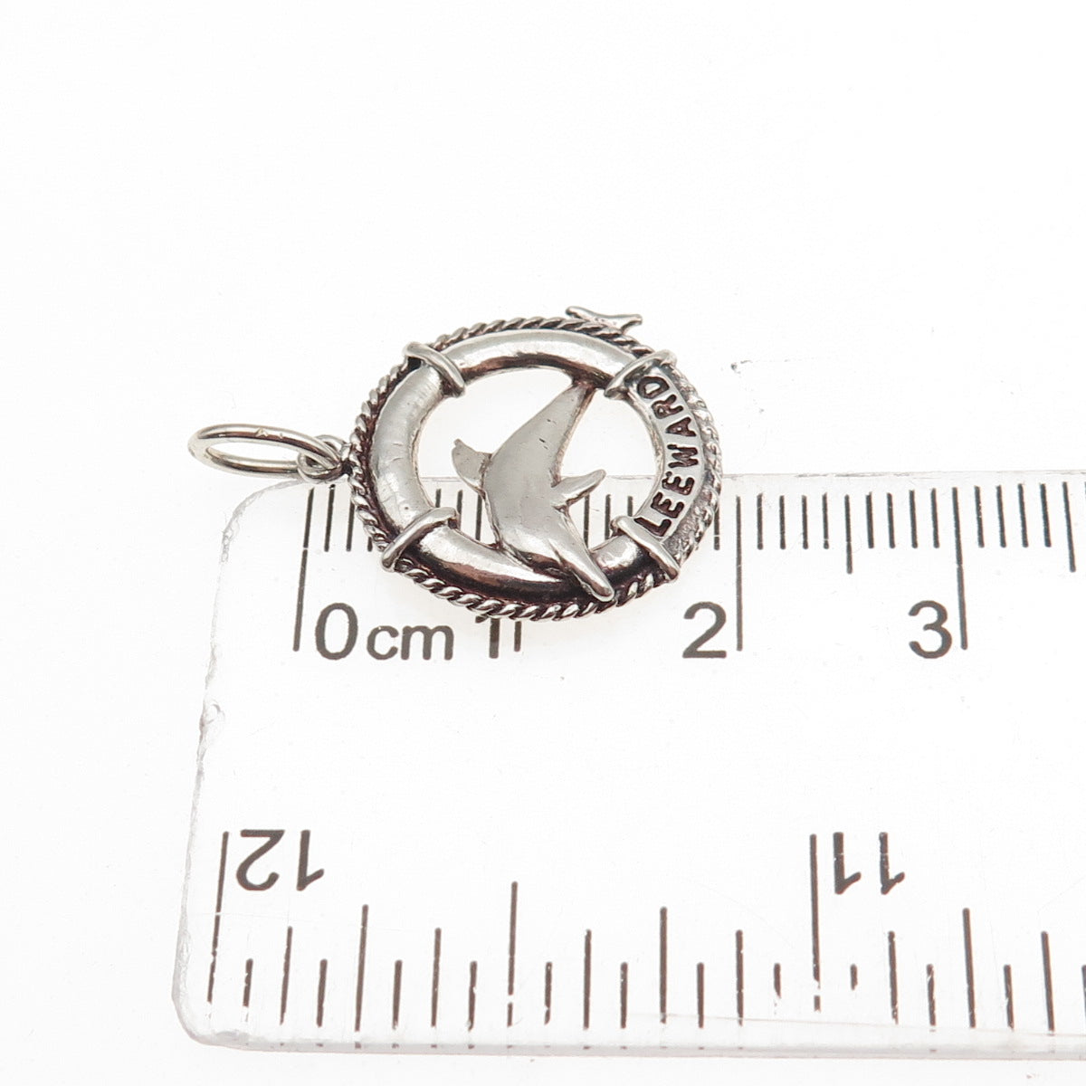 925 Sterling Silver Vintage Leeward Dolphin Oxidized Mini Charm Pendant