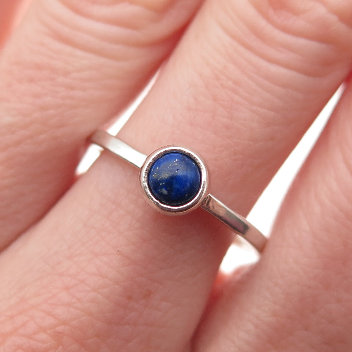 925 Sterling Silver Vintage Real Lapis Lazuli Ring Size 9.25
