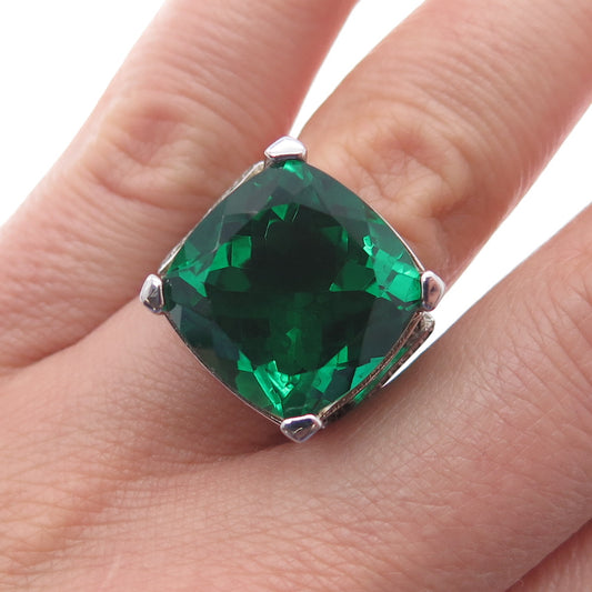 925 Sterling Silver Real Doublet Chrome Diopside & White Topaz Ring Size 6.25