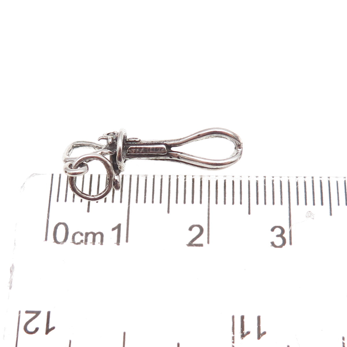 925 Sterling Silver Antique Art Deco Whisk Oxidized 3D Charm Pendant