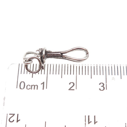 925 Sterling Silver Antique Art Deco Whisk Oxidized 3D Charm Pendant