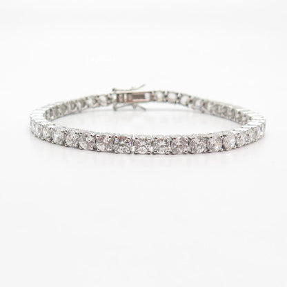 925 Sterling Silver Vintage C Z Round Tennis Link Bracelet 7 1/4"