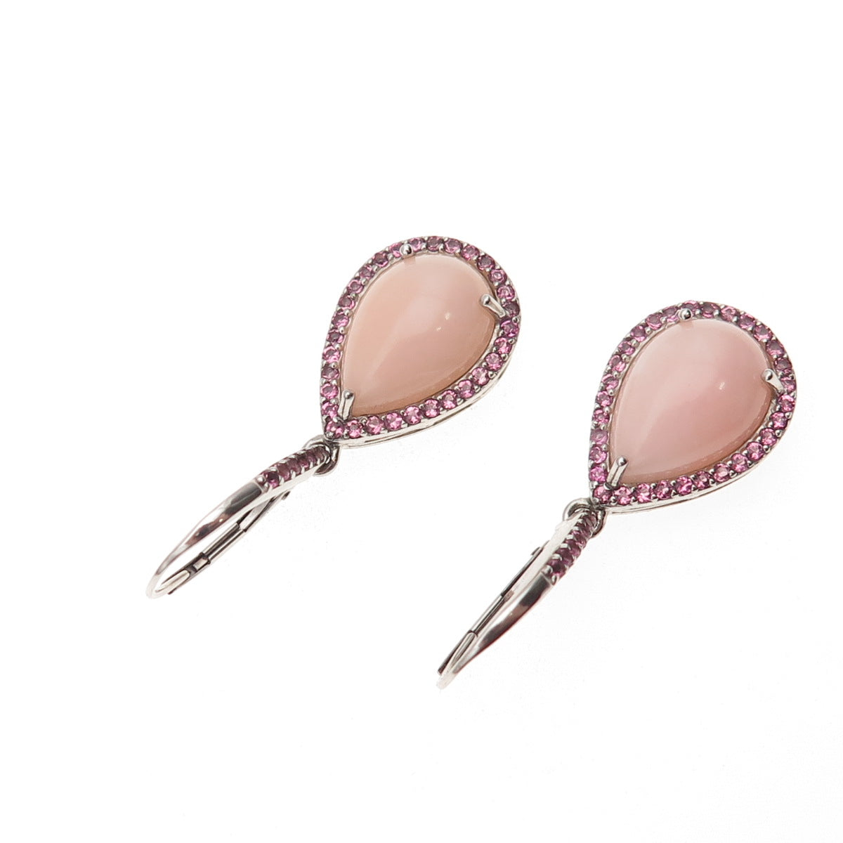 925 Sterling Silver Real Rose Quartz & Amethyst Teardrop Dangle Earrings