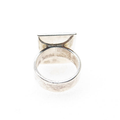 925 Sterling Silver Vintage Modernist Hammered Finish Ring Size 7.5