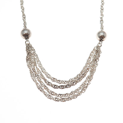 MILOR Sterling Silver Vintage Italy Multi-Strand Singapore Chain Necklace 18"
