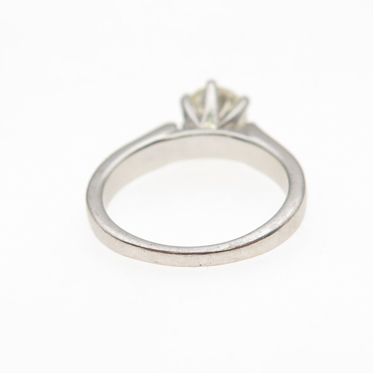 925 Sterling Silver Real Round-Cut Moissanite Engagement Ring Size 5.25