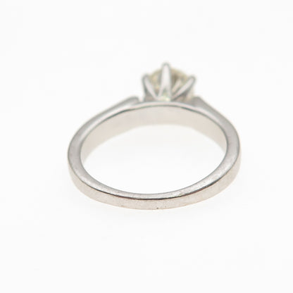 925 Sterling Silver Real Round-Cut Moissanite Engagement Ring Size 5.25