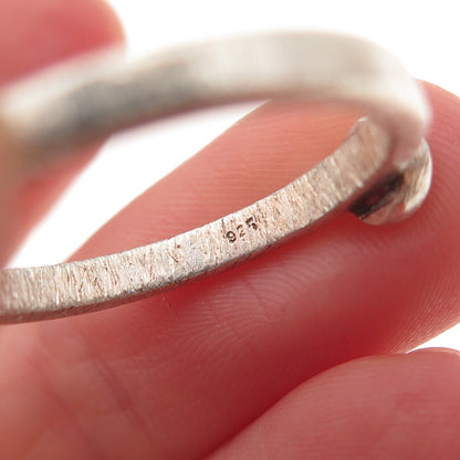 925 Sterling Silver Vintage Real Lapis Brushed Oxidized Ring Size 9.25