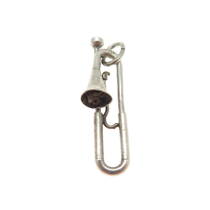 925 Sterling Silver Antique Art Deco Trumpet Minimalist Charm Pendant