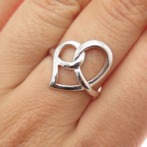 925 Sterling Silver Twisted Heart Ring Size 7.25