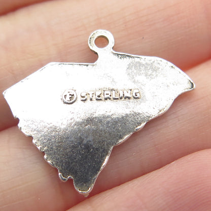 FRENCH & FRANKLIN 925 Sterling Silver Vintage South Carolina Map Charm Pendant