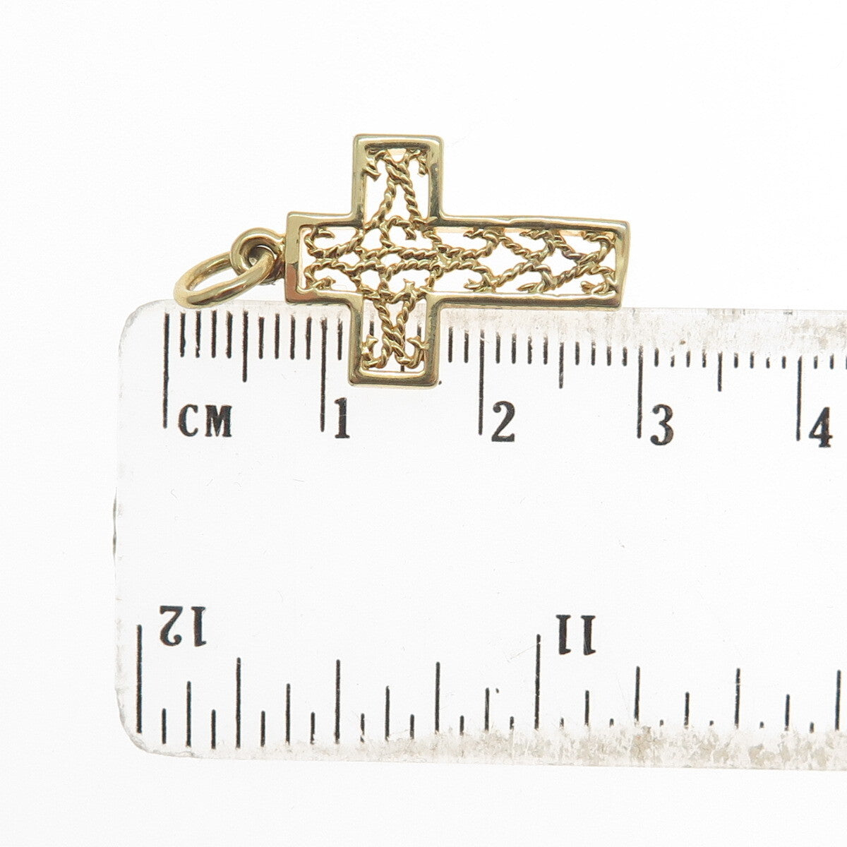 925 Sterling Silver Gold Plated Roped Cross Charm Pendant