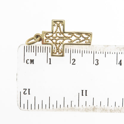 925 Sterling Silver Gold Plated Roped Cross Charm Pendant