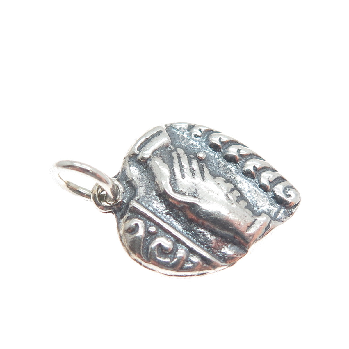 925 Sterling Silver Vintage Handshake Heart Oxidized Minimalist Charm Pendant