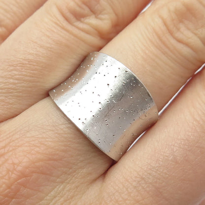 925 Sterling Silver Vintage Textured Wide Ring Size 7