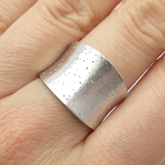 925 Sterling Silver Vintage Textured Wide Ring Size 7