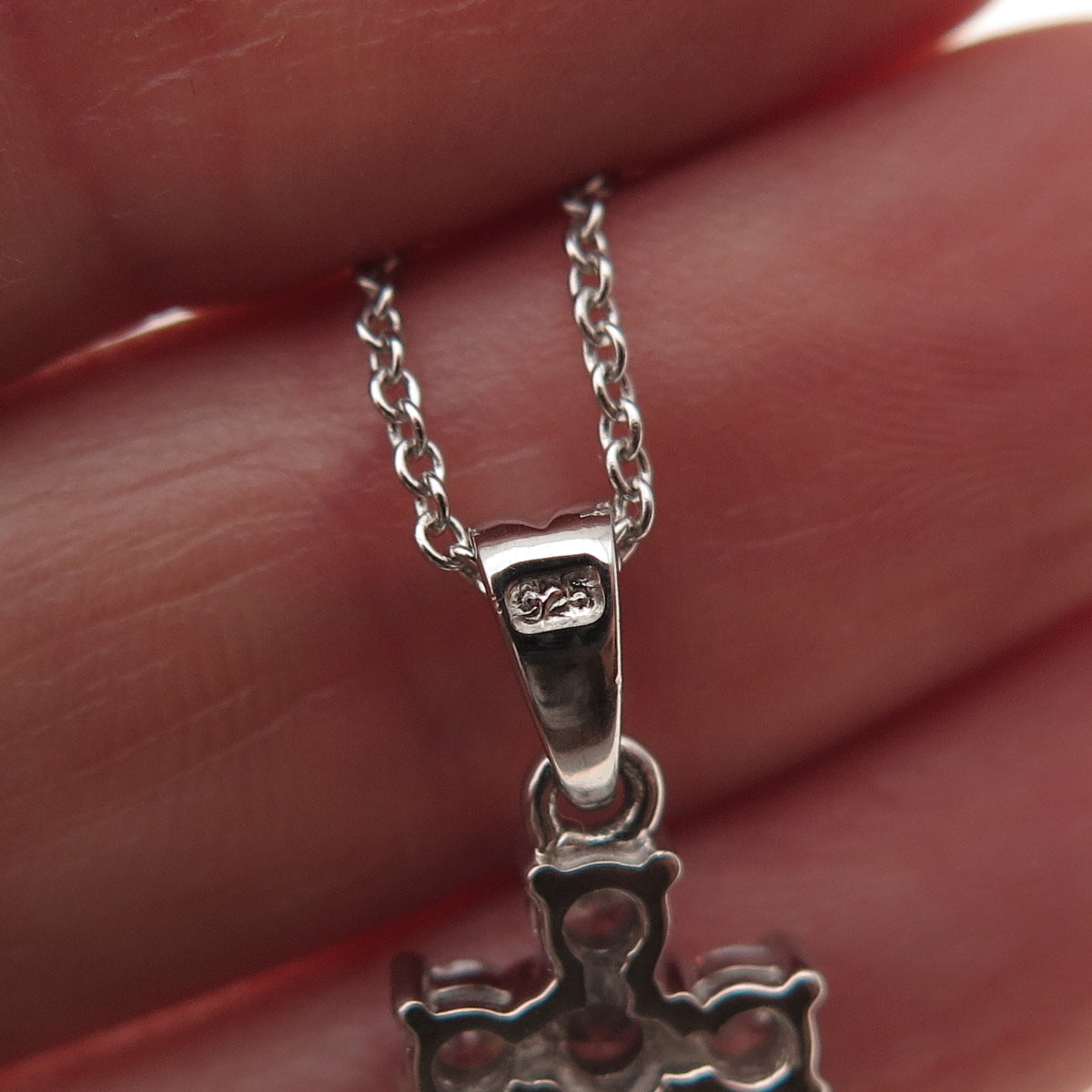 925 Sterling Silver Round-Cut C Z Cross Cable Chain Necklace 16-18"