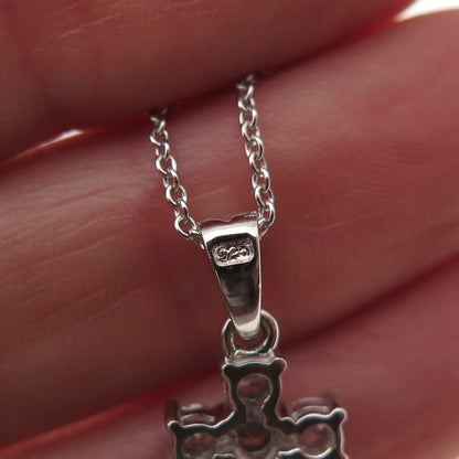 925 Sterling Silver Round-Cut C Z Cross Cable Chain Necklace 16-18"