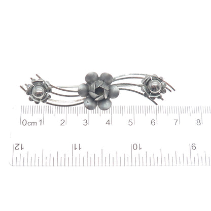 LANG 925 Sterling Silver Vintage Flowers Pin Brooch