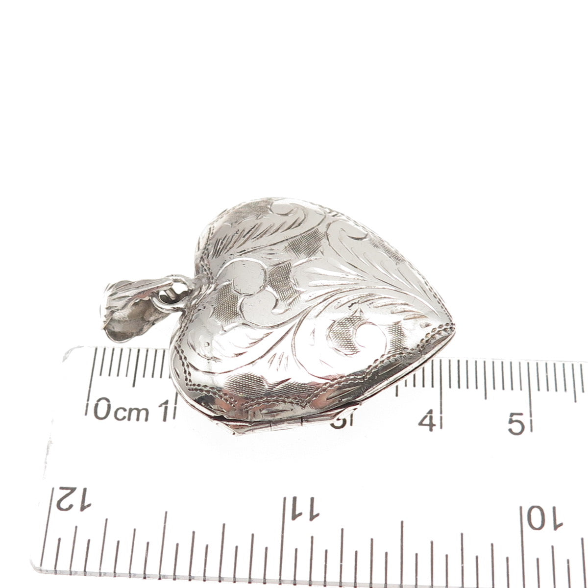 Charles Winston 925 Sterling Silver Vintage Engraved Heart Locket Charm Pendant