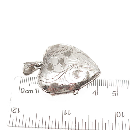 Charles Winston 925 Sterling Silver Vintage Engraved Heart Locket Charm Pendant