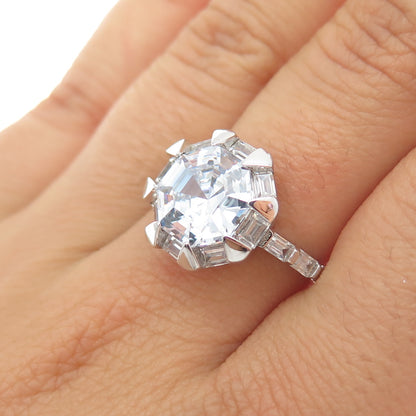 DSMK 925 Sterling Silver Multi-Cut C Z Engagement Ring Size 7.25