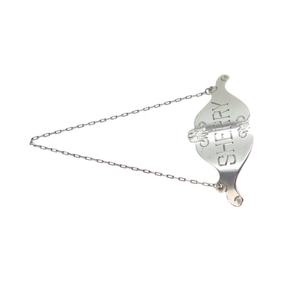 GORHAM 925 Sterling Silver Antique Art Deco Sherry Bottle Tag