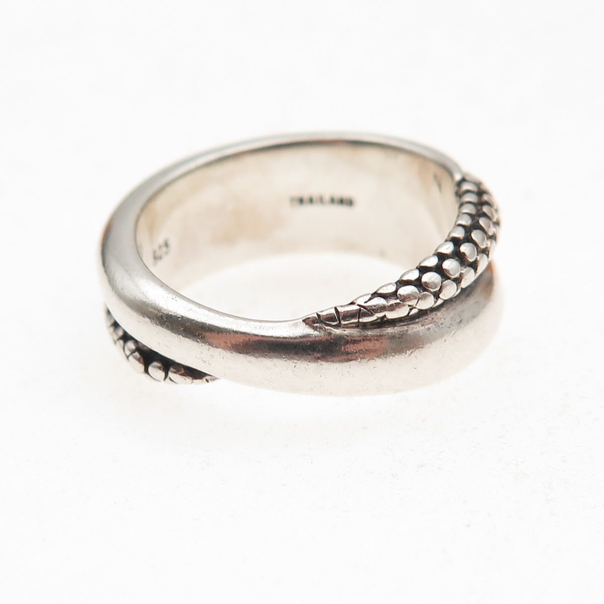 Michael Dawkins 925 Sterling Silver Dotted Crisscross Oxidized Ring Size 7.25