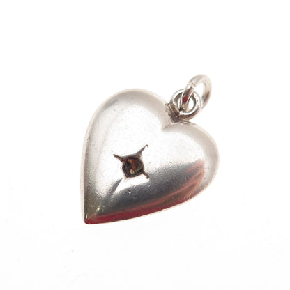 925 Sterling Antique Art Deco Chatelaine Heart Mini Pendant (missing stone)