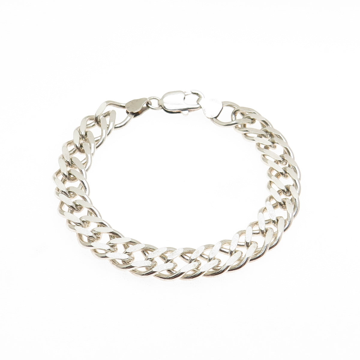 925 Sterling Silver Vintage Italy Double Rhombus Curb Link Bracelet 7.25"