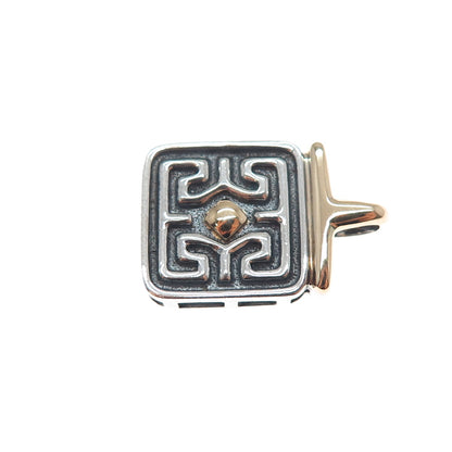 ROSS SIMONS 14K Gold & 925 Sterling Silver Vintage Modernist Mini Charm Pendant