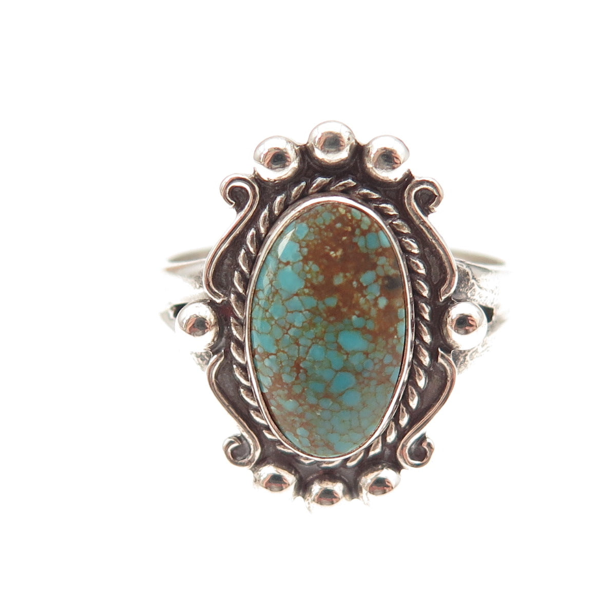 Bell Trading Post Old Pawn 925 Sterling Silver Vintage Turquoise Ring Size 8.5