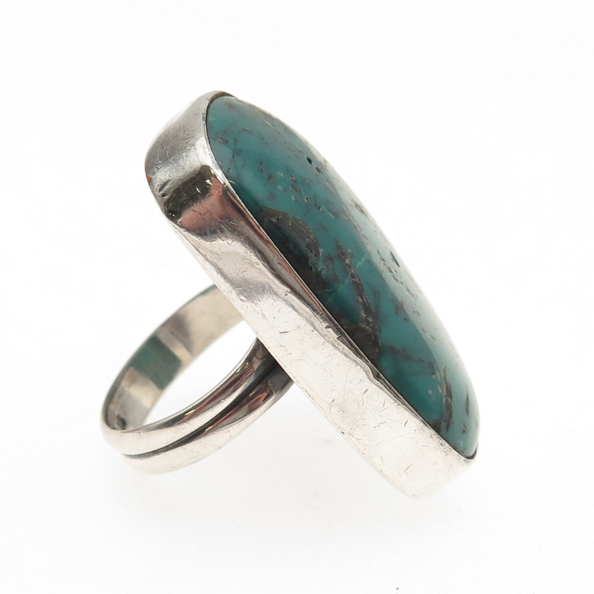 925 Sterling Silver Vintage Real Kingman Turquoise Ring Size 8.75