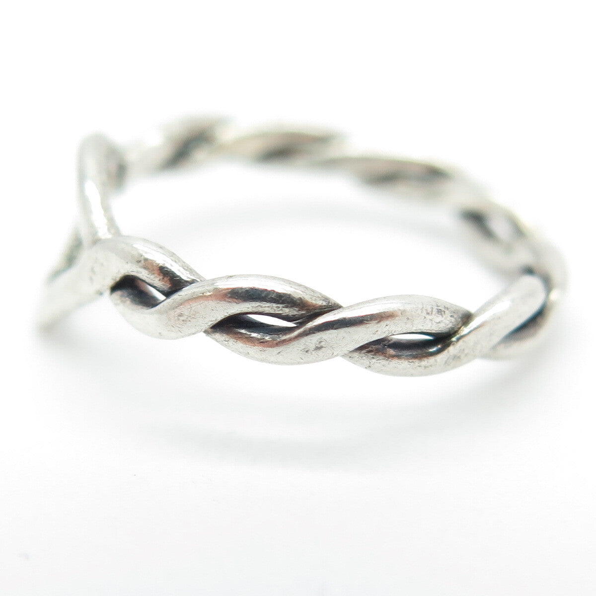 925 Sterling Silver Vintage Wicker / Braided Ring Size 5.5
