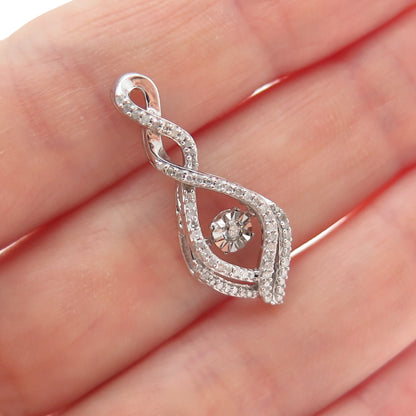 925 Sterling Silver Real Round-Cut Diamond Infinity Slide Pendant