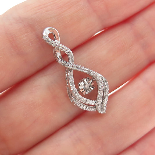 925 Sterling Silver Real Round-Cut Diamond Infinity Slide Pendant