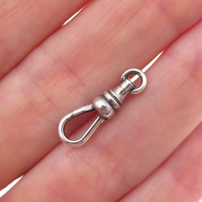 925 Sterling Silver Antique Art Deco Bracelet / Necklace Carabiner Lock Clasp