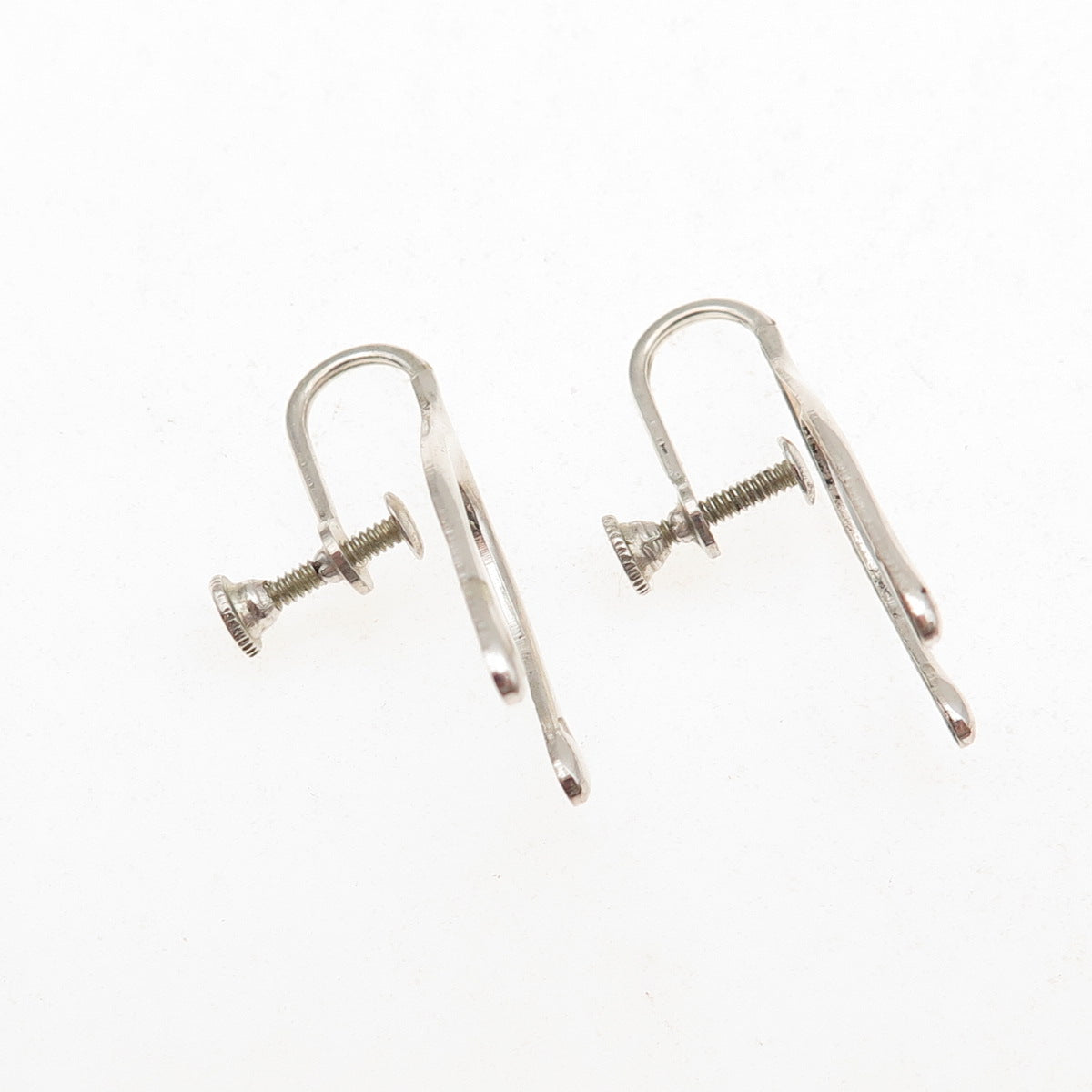 925 Sterling Silver Vintage Wishbone Good Luck Oxidized Screw Back Earrings