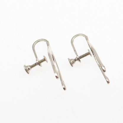 925 Sterling Silver Vintage Wishbone Good Luck Oxidized Screw Back Earrings