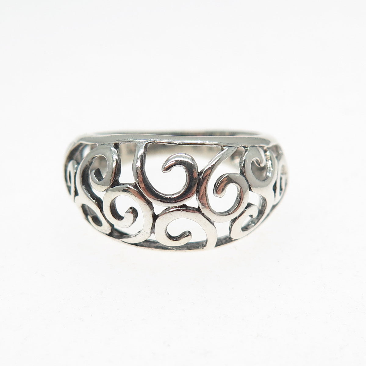 NEVADA 925 Sterling Silver Vintage Modernist Spiral Ring Size 5.5