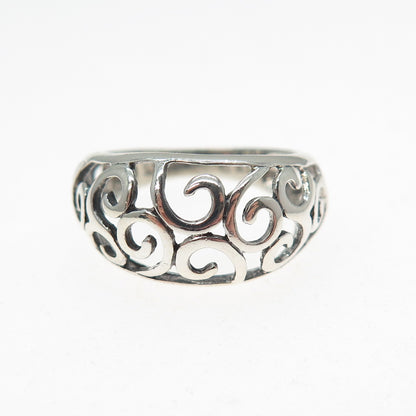 NEVADA 925 Sterling Silver Vintage Modernist Spiral Ring Size 5.5
